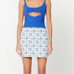 NWT RtA Matilde Skirt Blue Azulejos XS